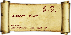 Stummer Dénes névjegykártya